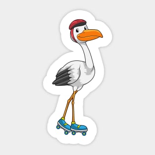 Stork as Inline skater with Roller skates Sticker